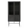 Velvet Vitrine with 2 Glass Doors & Fluted Doors Velvet Vitrine with 2 Glass Doors & Fluted Doors